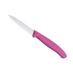 Couteau office lame crantée 8 cm - manche rose