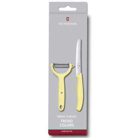 Set couteau éplucheur à tomates Victorinox Swiss Classic Trend Colors jaune pastel