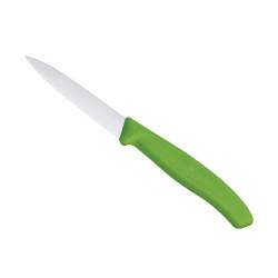 Couteau office lame crantée 8 cm - manche vert