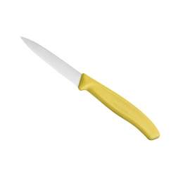 Couteau office lame crantée 8 cm - manche jaune