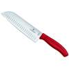 Couteau Santoku Victorinox Swiss Classic alvéolé 17cm manche rouge
