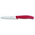 Couteau office SwissClassic lame crantée 10 cm - manche rouge